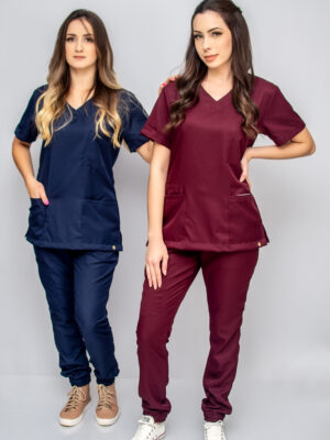 Conjunto Scrub Feminino Pijama Cirúrgico Jogger Acinturado Hospitalar Gabardine