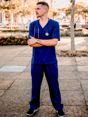 Conjunto Scrub Pijama Cirúrgico Oxfordine Unissex - Azul Marinho