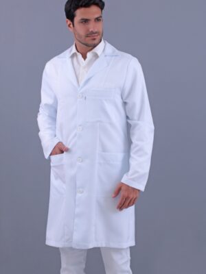 Jaleco Masculino Branco Manga Longa Gabardine Twill