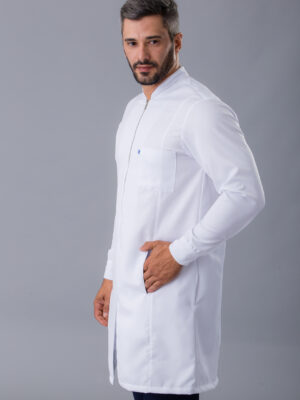 Jaleco Masculino Manga Longa Gola Padre Com Zíper Gabardine Alto Padrão