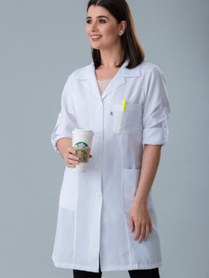 Jaleco Feminino Branco Manga Longa Com Aleta Oxford