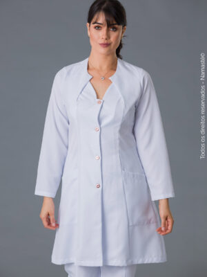 Jaleco Feminino Manga Longa Gabardine Decote Transpassado