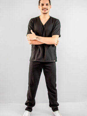 Conjunto Scrub Pijama Cirúrgico Oxfordine Unissex - Preto