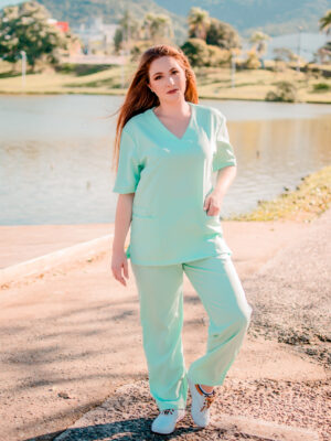 Conjunto Scrub Pijama Cirúrgico Oxfordine Unissex - Verde Água