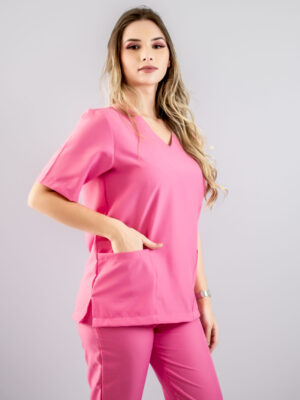 Conjunto Scrub Pijama Cirúrgico Oxfordine Unissex - Rosa Chiclete