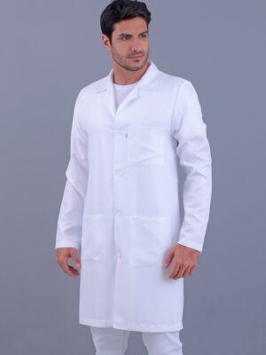 Jaleco Masculino Branco Manga Longa Gabardine Microfibra