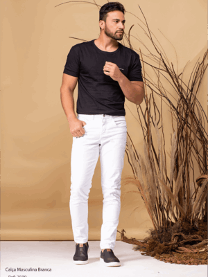Calça Maculina Jeans Branca com Lycra