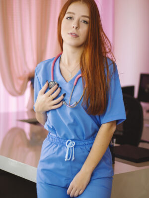 Conjunto Scrub Pijama Cirúrgico Oxfordine Unissex - Azul Glacê