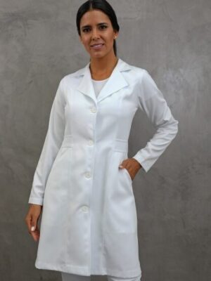 Jaleco Feminino Branco Acinturado Gabardine Microfibra Pesada