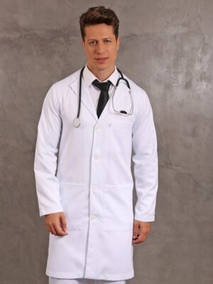 Jaleco Masculino Manga Longa Bolso Embutido Gabardine Microfibra