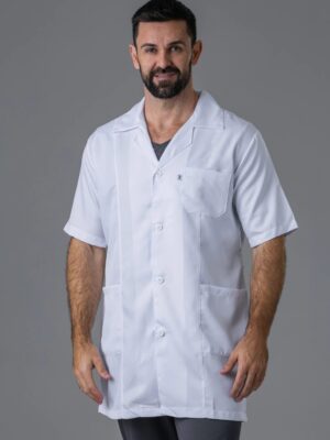 Jaleco Unissex Manga Curta Gabardine com recorte