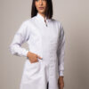 Jaleco Feminino Acinturado Gabardine Gola Padre Com Zíper - Thumbnail Image 2