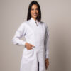 Jaleco Feminino Acinturado Gabardine Gola Padre Com Zíper - Thumbnail Image 1