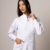 Jaleco Feminino Acinturado Gabardine Gola Padre Com Zíper - Thumbnail Image 3