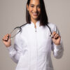 Jaleco Feminino Acinturado Gabardine Gola Padre Com Zíper - Thumbnail Image 5
