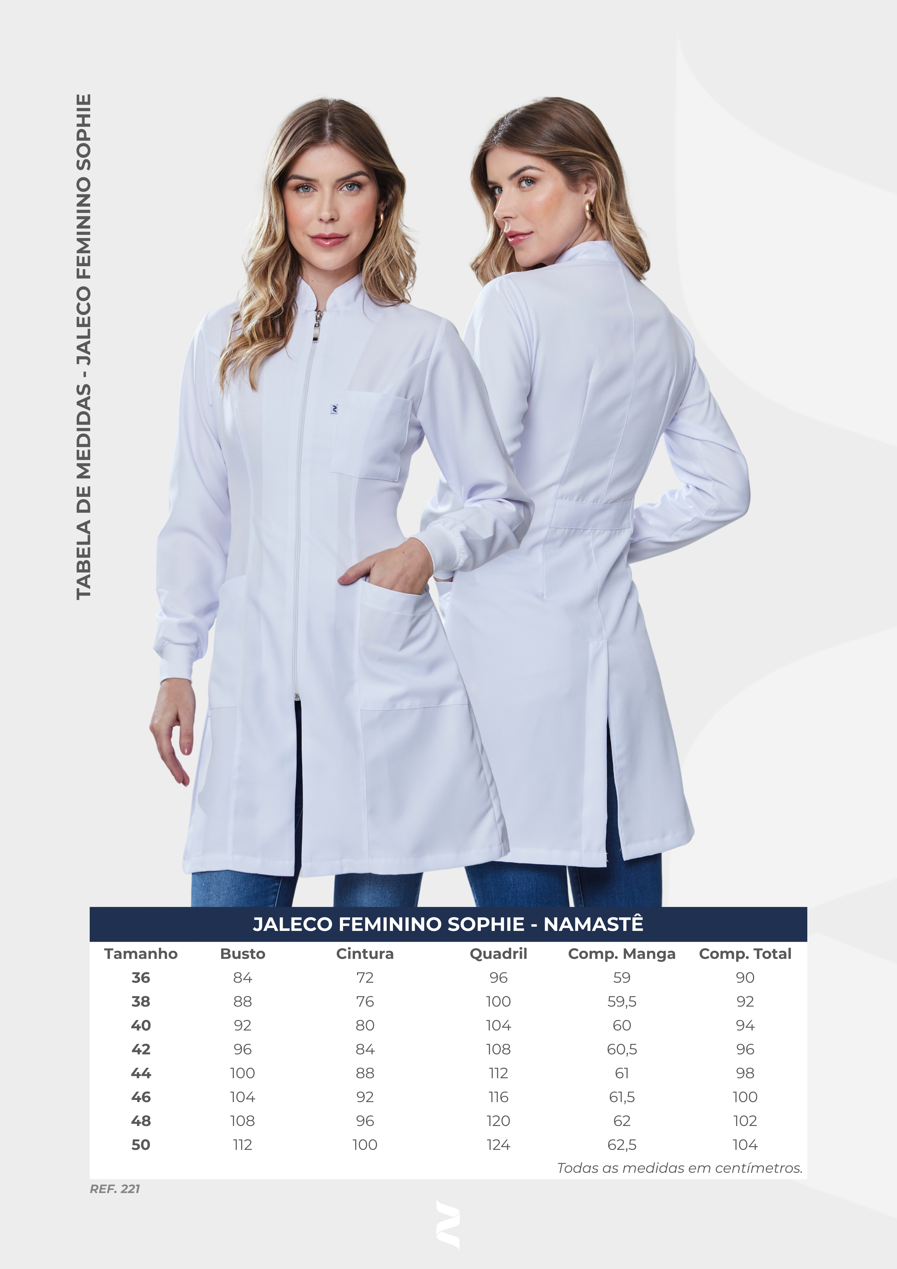 Jaleco Feminino Acinturado Gabardine Gola Padre Com Zíper - Imagem 10